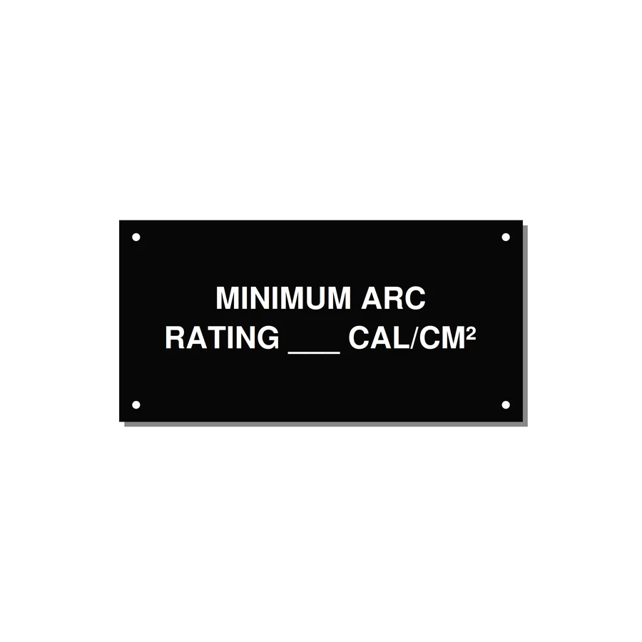 6.0x3.0" Safety Label - MINIMUM ARC RATING ___ CA — 6x3" White on Black, Holes