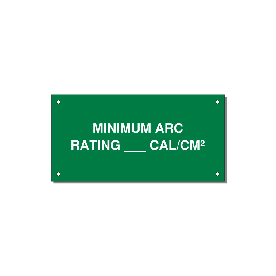 6.0x3.0" Safety Label - MINIMUM ARC RATING ___ CA — 6x3" White on Green, Holes