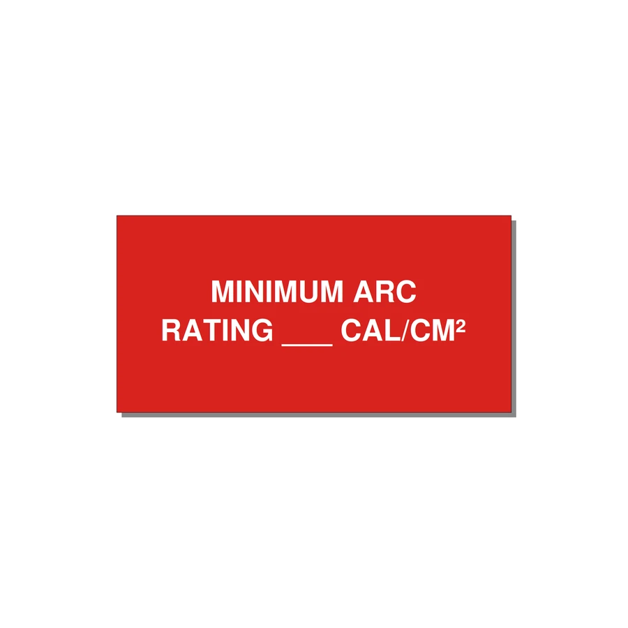 6.0x3.0" Safety Label - MINIMUM ARC RATING ___ CA — 6x3" White on Red, Adhesive