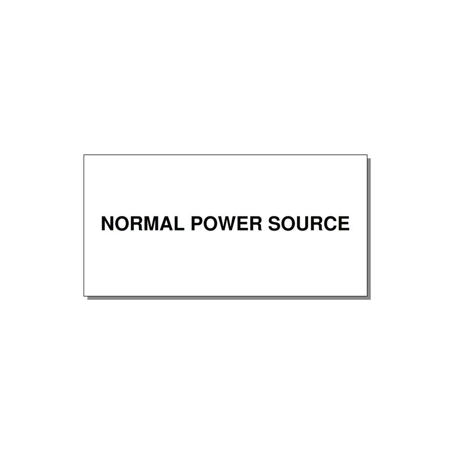 6.0x3.0" Safety Label - NORMAL POWER SOURCE — 6x3" Black on White, Adhesive