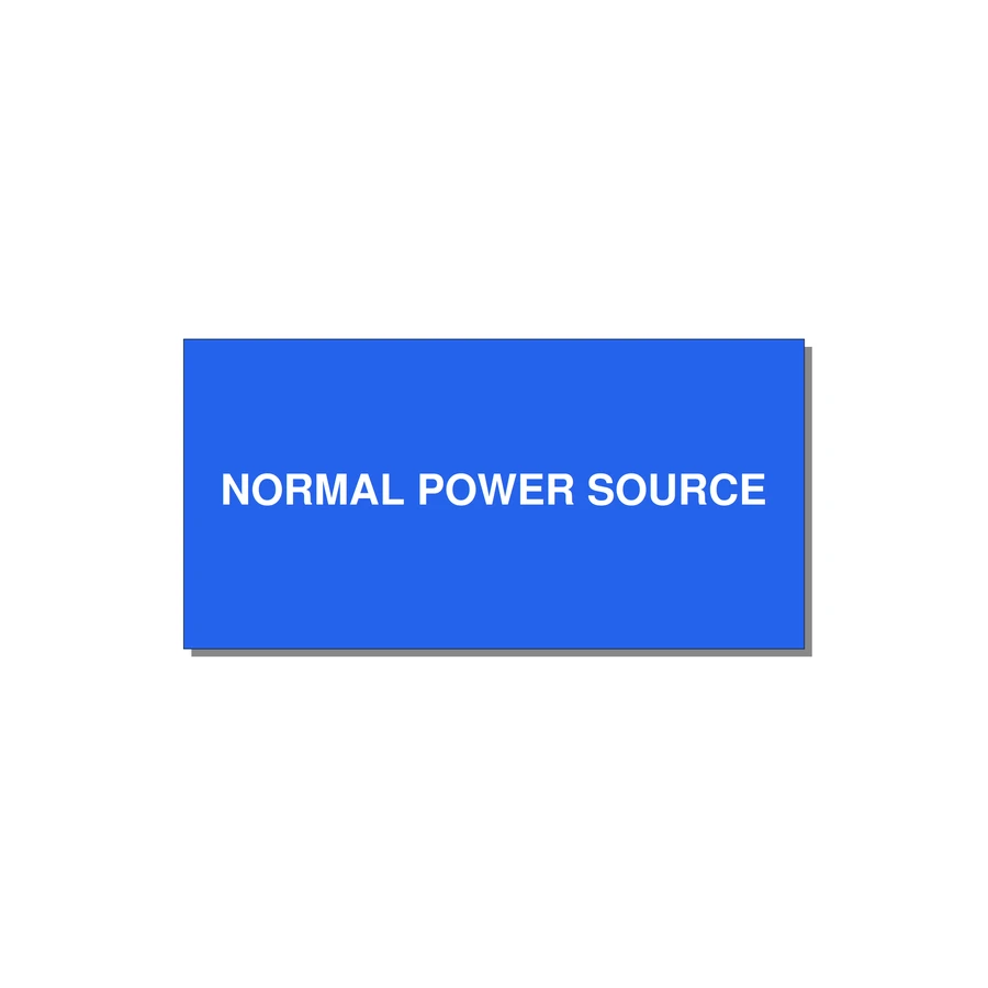 6.0x3.0" Safety Label - NORMAL POWER SOURCE — 6x3" White on Blue, Adhesive