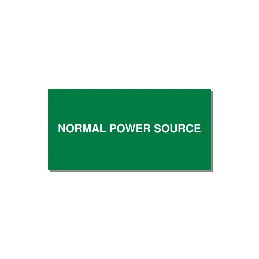 6.0x3.0" Safety Label - NORMAL POWER SOURCE — 6x3" White on Green, Adhesive