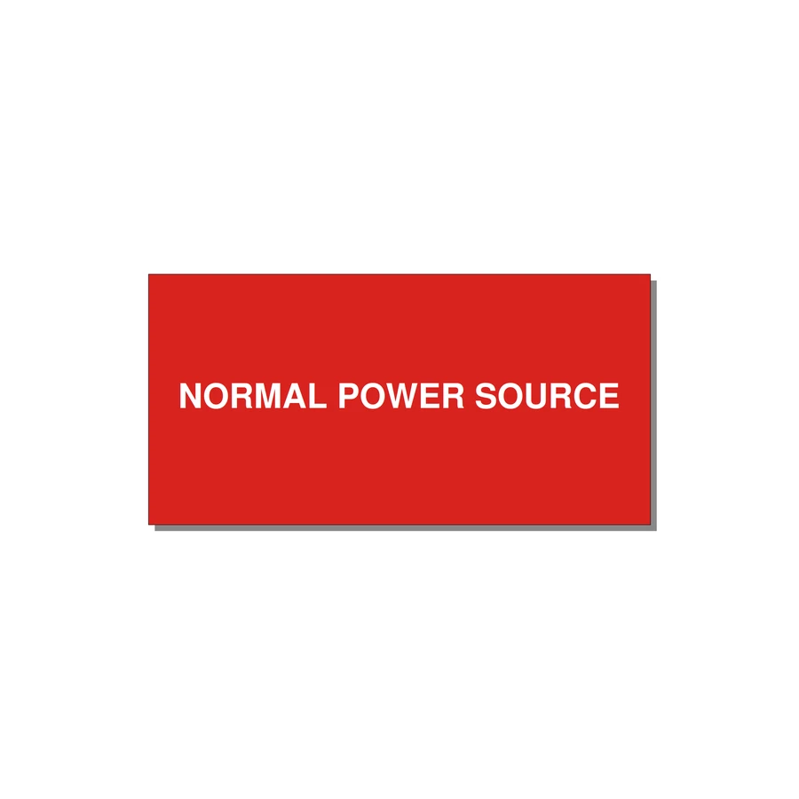 6.0x3.0" Safety Label - NORMAL POWER SOURCE — 6x3" White on Red, Adhesive