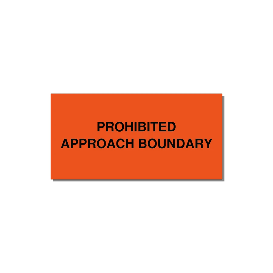 6.0x3.0" Safety Label - PROHIBITED APPROACH BOUND — 6x3" Black on Orange, Adhesive