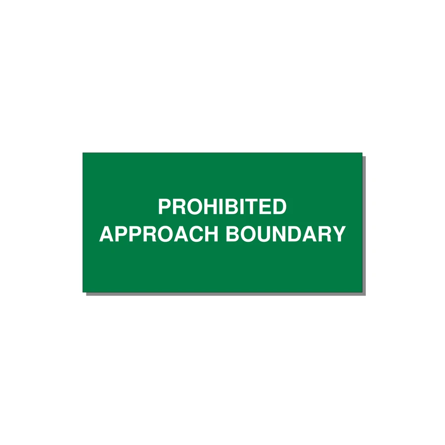 6.0x3.0" Safety Label - PROHIBITED APPROACH BOUND — 6x3" White on Green, Adhesive
