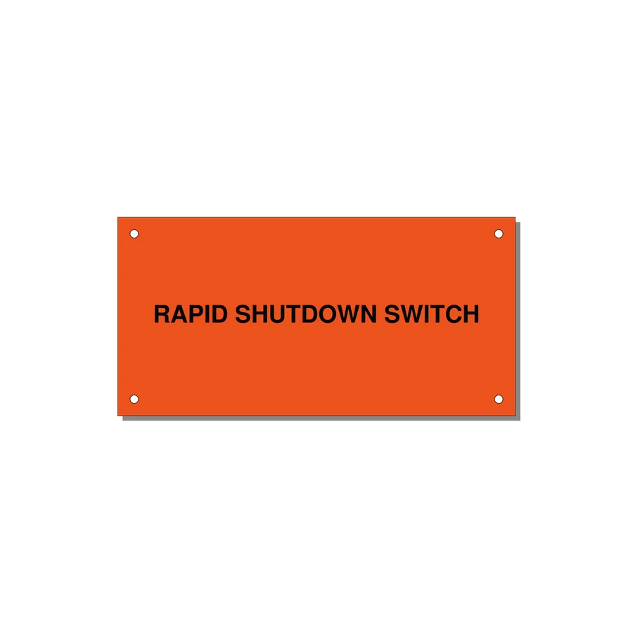 6.0x3.0" Safety Label - RAPID SHUTDOWN SWITCH — 6x3" Black on Orange, Holes