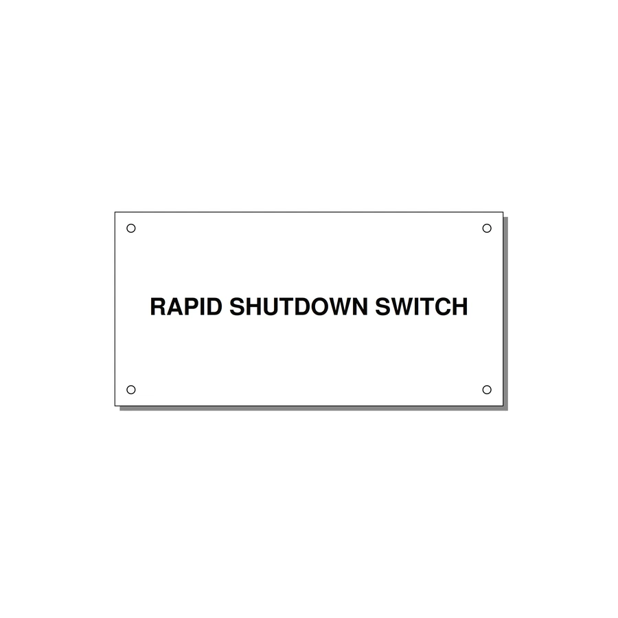 6.0x3.0" Safety Label - RAPID SHUTDOWN SWITCH — 6x3" Black on White, Holes