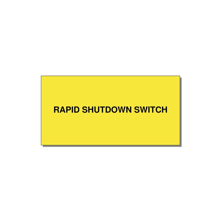 6.0x3.0" Safety Label - RAPID SHUTDOWN SWITCH — 6x3" Black on Yellow, Adhesive