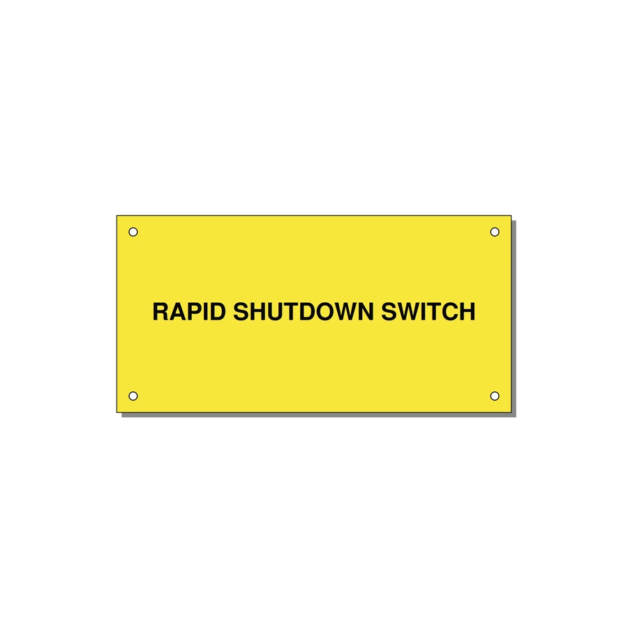 6.0x3.0" Safety Label - RAPID SHUTDOWN SWITCH — 6x3" Black on Yellow, Holes