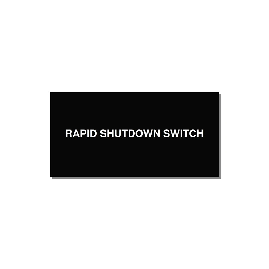 6.0x3.0" Safety Label - RAPID SHUTDOWN SWITCH — 6x3" White on Black, Adhesive