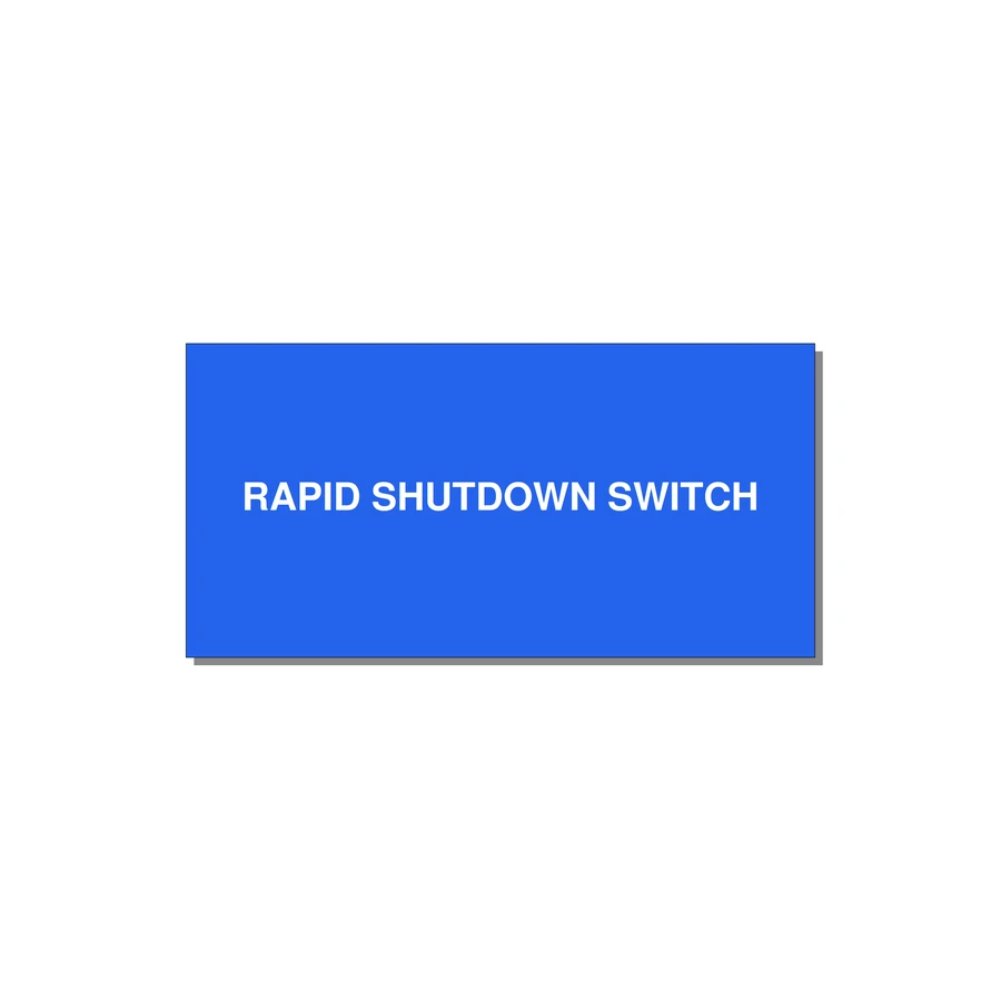 6.0x3.0" Safety Label - RAPID SHUTDOWN SWITCH — 6x3" White on Blue, Adhesive