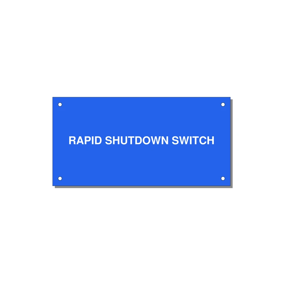 6.0x3.0" Safety Label - RAPID SHUTDOWN SWITCH — 6x3" White on Blue, Holes