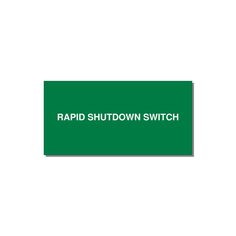 6.0x3.0" Safety Label - RAPID SHUTDOWN SWITCH — 6x3" White on Green, Adhesive