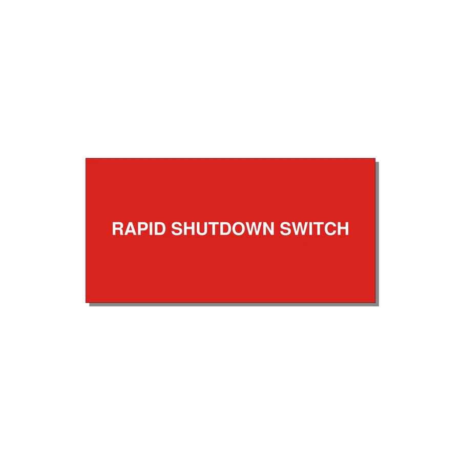 6.0x3.0" Safety Label - RAPID SHUTDOWN SWITCH — 6x3" White on Red, Adhesive