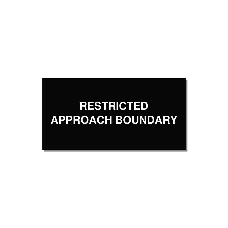 6.0x3.0" Safety Label - RESTRICTED APPROACH BOUND — 6x3" White on Black, Adhesive