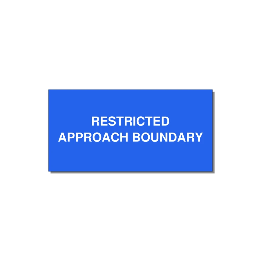 6.0x3.0" Safety Label - RESTRICTED APPROACH BOUND — 6x3" White on Blue, Adhesive