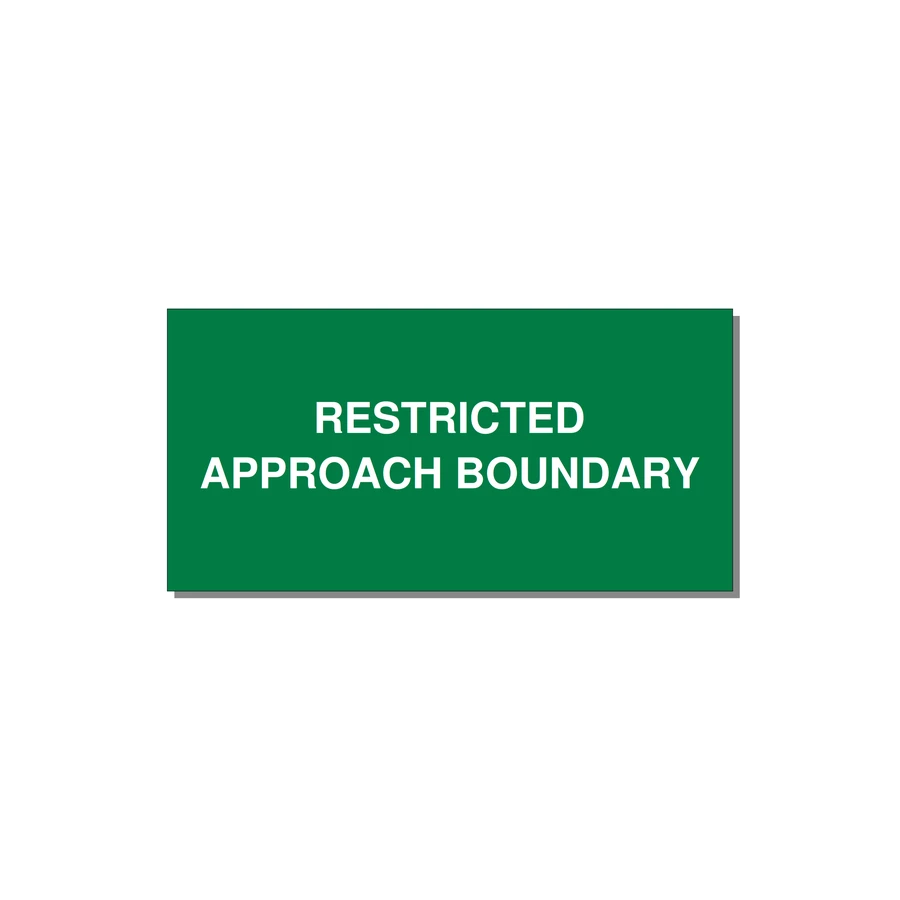 6.0x3.0" Safety Label - RESTRICTED APPROACH BOUND — 6x3" White on Green, Adhesive