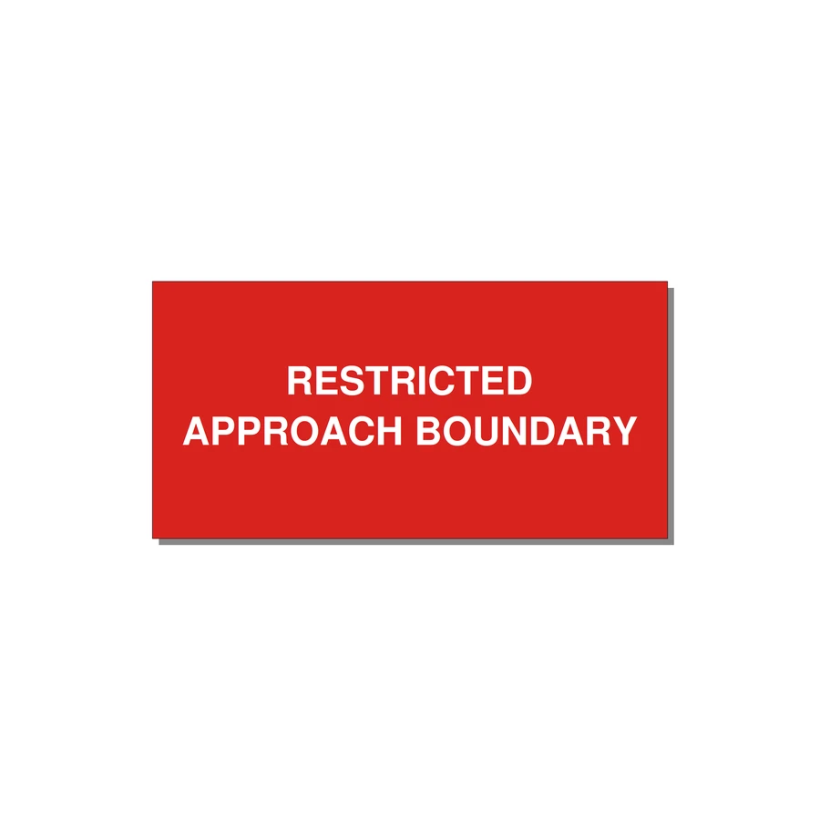 6.0x3.0" Safety Label - RESTRICTED APPROACH BOUND — 6x3" White on Red, Adhesive