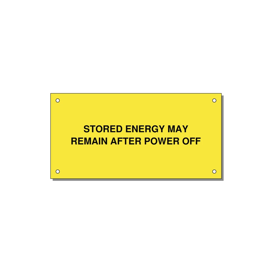 6.0x3.0" Safety Label - STO — 6x3" Black on Yellow, Holes