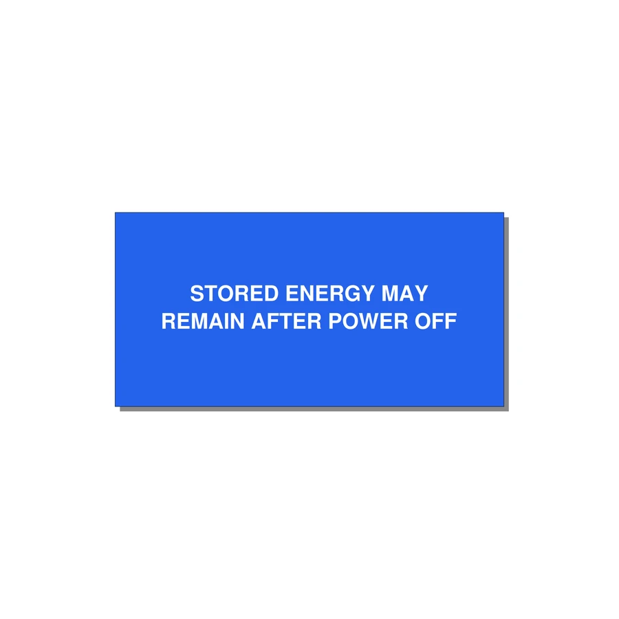 6.0x3.0" Safety Label - STO — 6x3" White on Blue, Adhesive