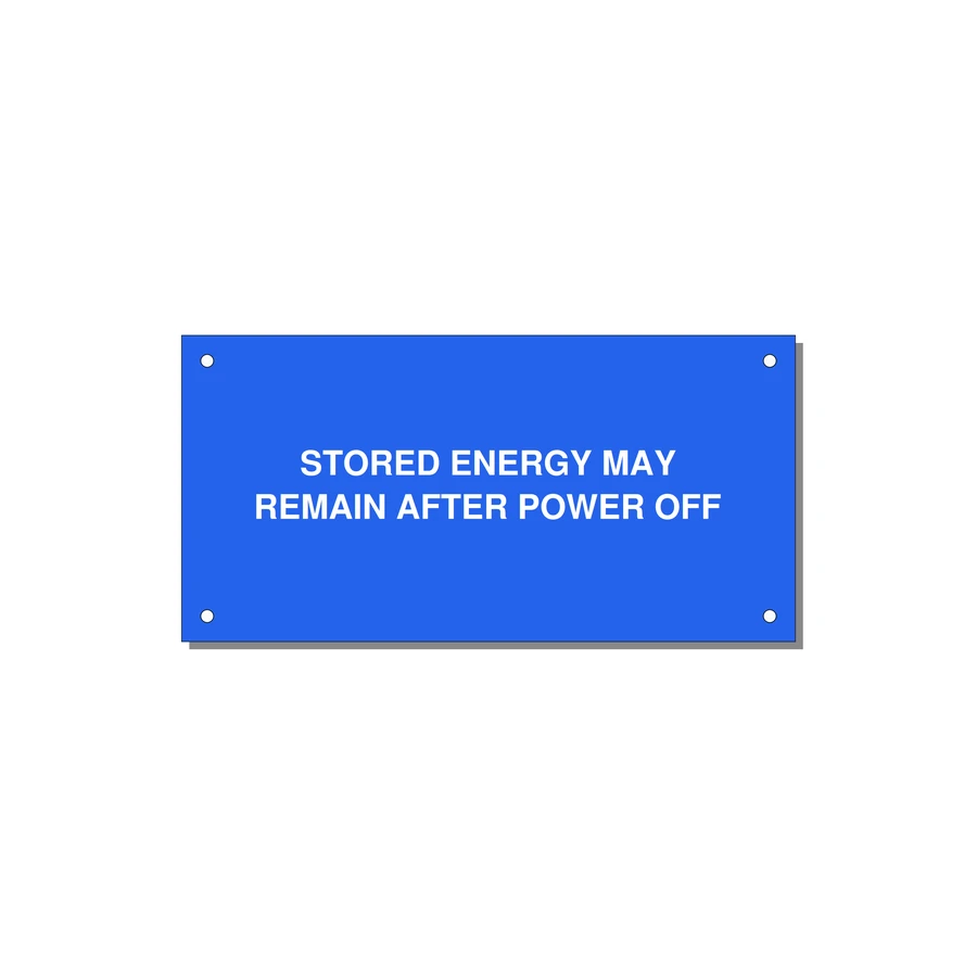 6.0x3.0" Safety Label - STO — 6x3" White on Blue, Holes