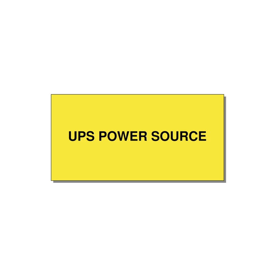 6.0x3.0" Safety Label - UPS POWER SOURCE — 6x3" Black on Yellow, Adhesive