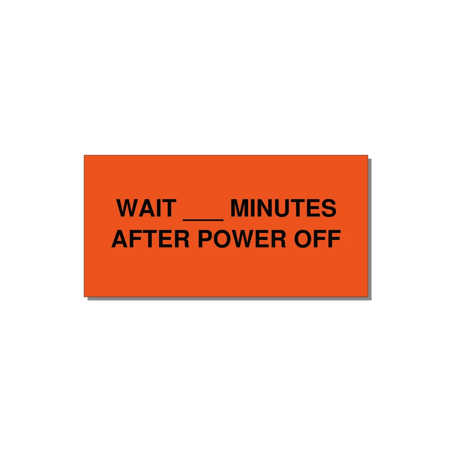 6.0x3.0" Safety Label - WAIT ___ MINUTES AFTER PO — 6x3" Black on Orange, Adhesive