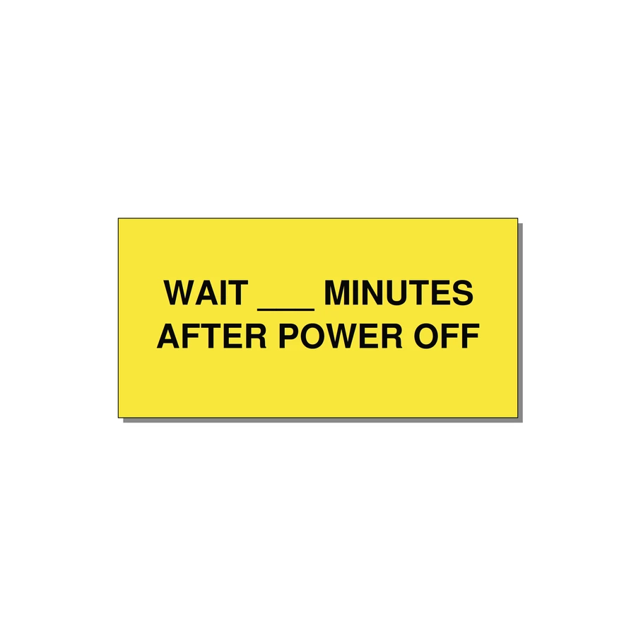 6.0x3.0" Safety Label - WAIT ___ MINUTES AFTER PO — 6x3" Black on Yellow, Adhesive