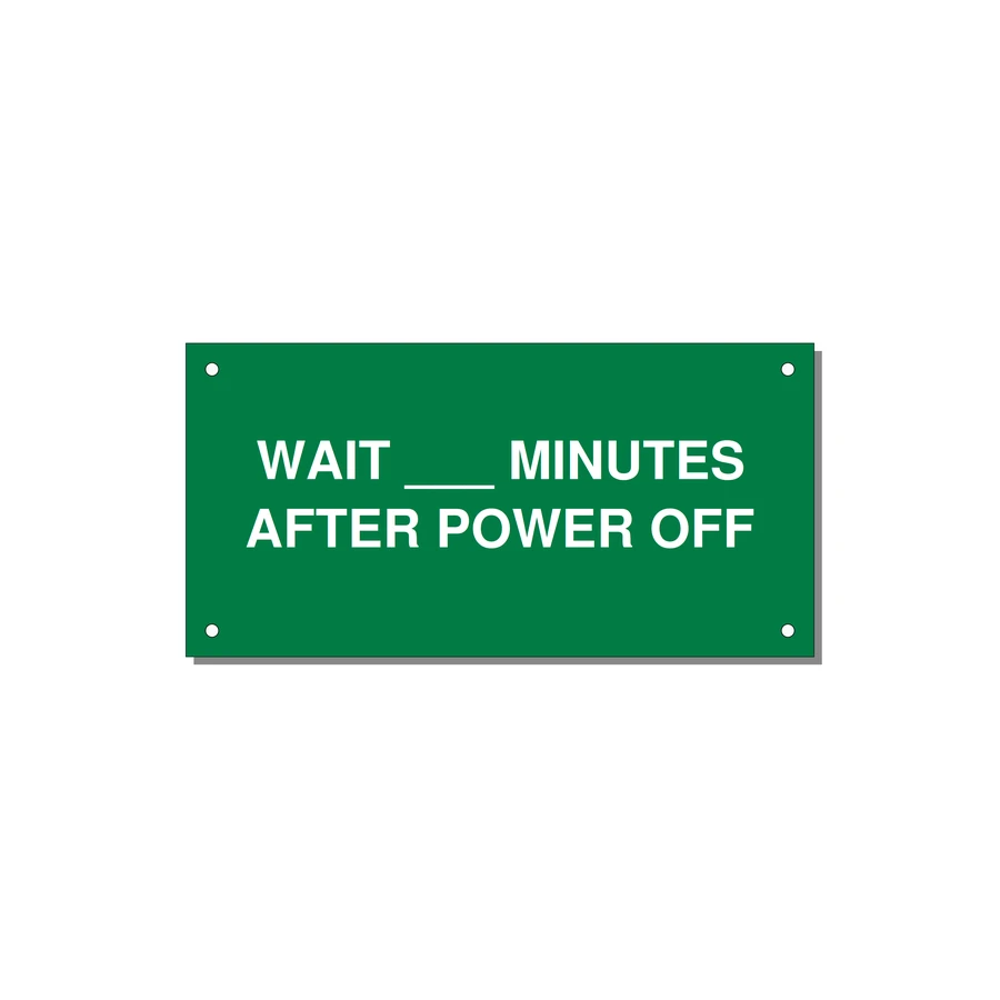 6.0x3.0" Safety Label - WAIT ___ MINUTES AFTER PO — 6x3" White on Green, Holes