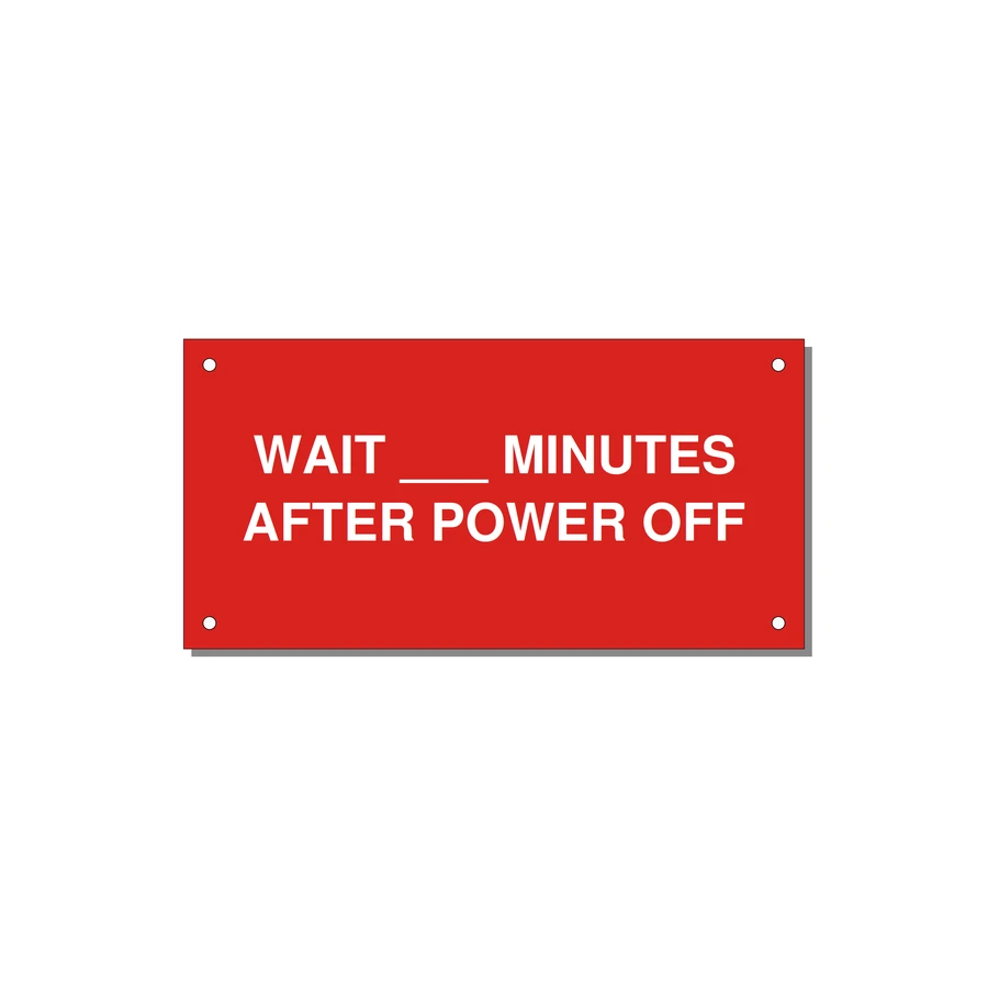 6.0x3.0" Safety Label - WAIT ___ MINUTES AFTER PO — 6x3" White on Red, Holes