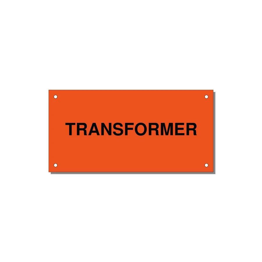 6.0x3.0" Transformer Label - TRANSFORMER — 6x3" Black on Orange, Holes