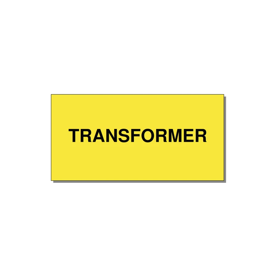6.0x3.0" Transformer Label - TRANSFORMER — 6x3" Black on Yellow, Adhesive