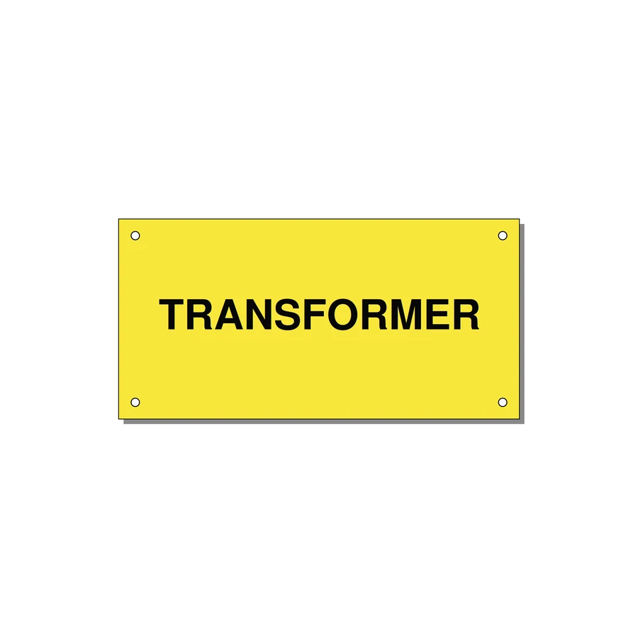 6.0x3.0" Transformer Label - TRANSFORMER — 6x3" Black on Yellow, Holes