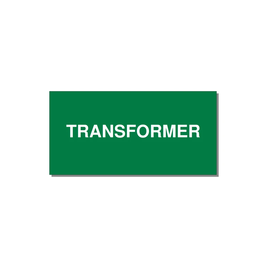 6.0x3.0" Transformer Label - TRANSFORMER — 6x3" White on Green, Adhesive
