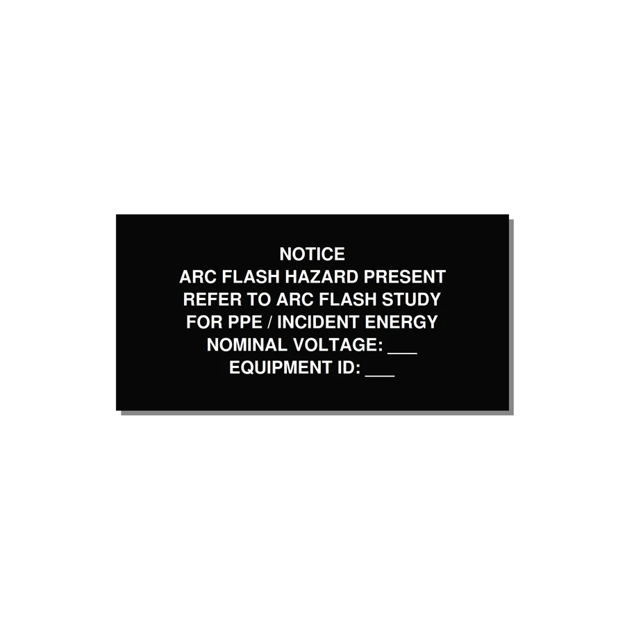 Arc Flash Hazard Label (Refer to Study) — NFPA 70E — 4x2" White on Black, Adhesive