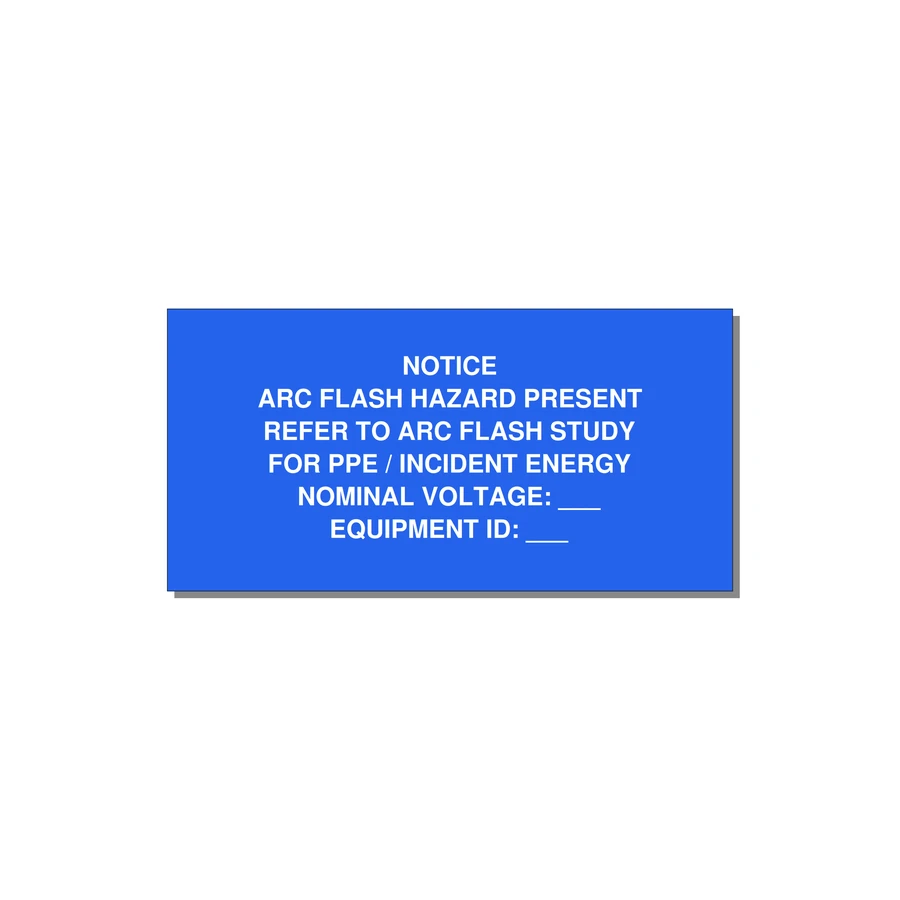 Arc Flash Hazard Label (Refer to Study) — NFPA 70E — 4x2" White on Blue, Adhesive