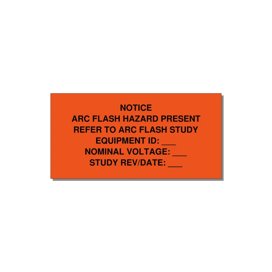 Arc Flash Hazard Label (Refer to Study) — NFPA 70E — 6x3" Black on Orange, Adhesive