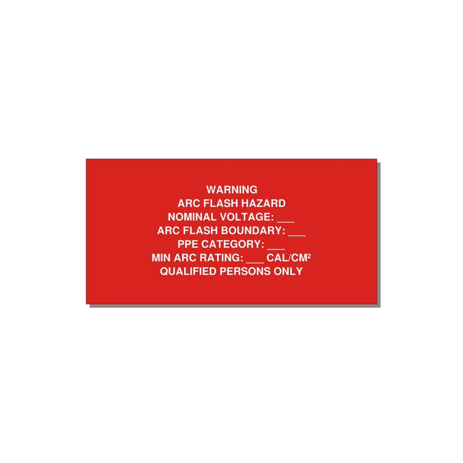 Arc Flash Label (PPE Category Fill-In) — NFPA 70E — 4x2" White on Red, Adhesive