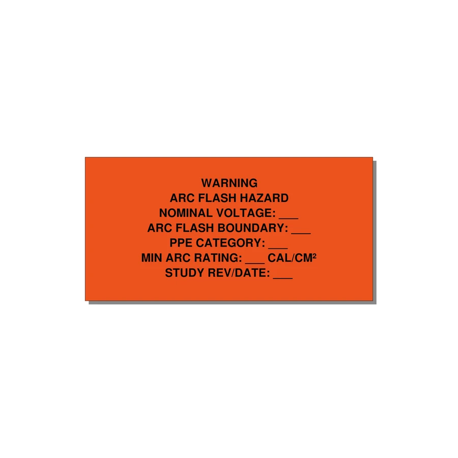Arc Flash Label (PPE Category Fill-In) — NFPA 70E — 6x3" Black on Orange, Adhesive
