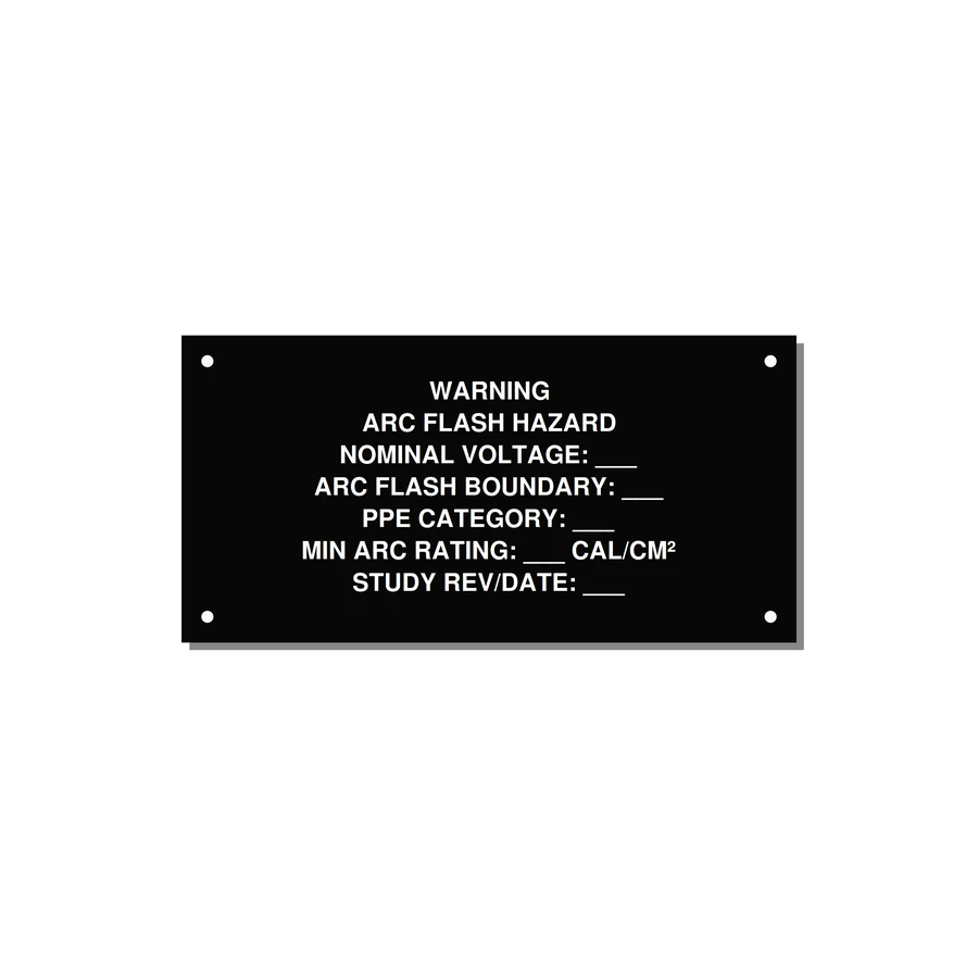 Arc Flash Label (PPE Category Fill-In) — NFPA 70E — 6x3" White on Black, Holes