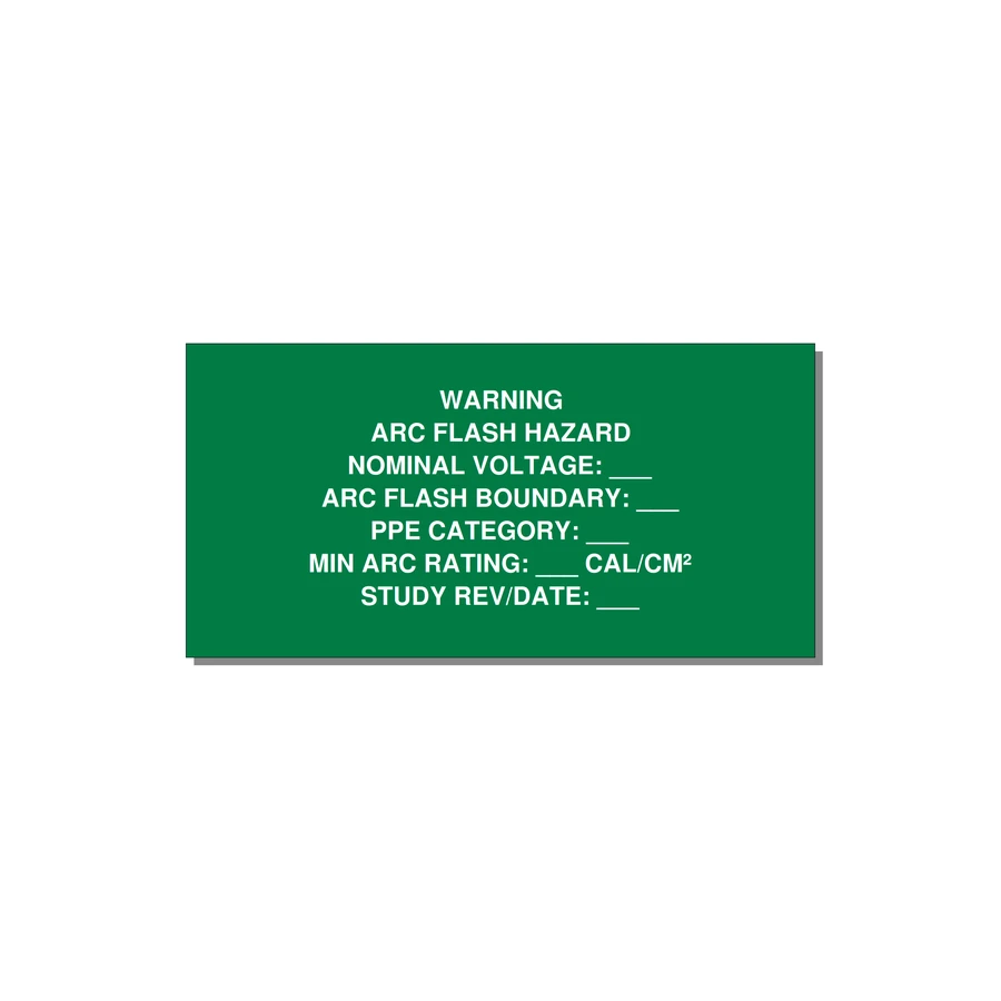 Arc Flash Label (PPE Category Fill-In) — NFPA 70E — 6x3" White on Green, Adhesive