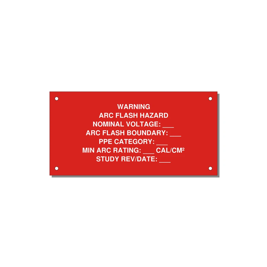 Arc Flash Label (PPE Category Fill-In) — NFPA 70E — 6x3" White on Red, Holes