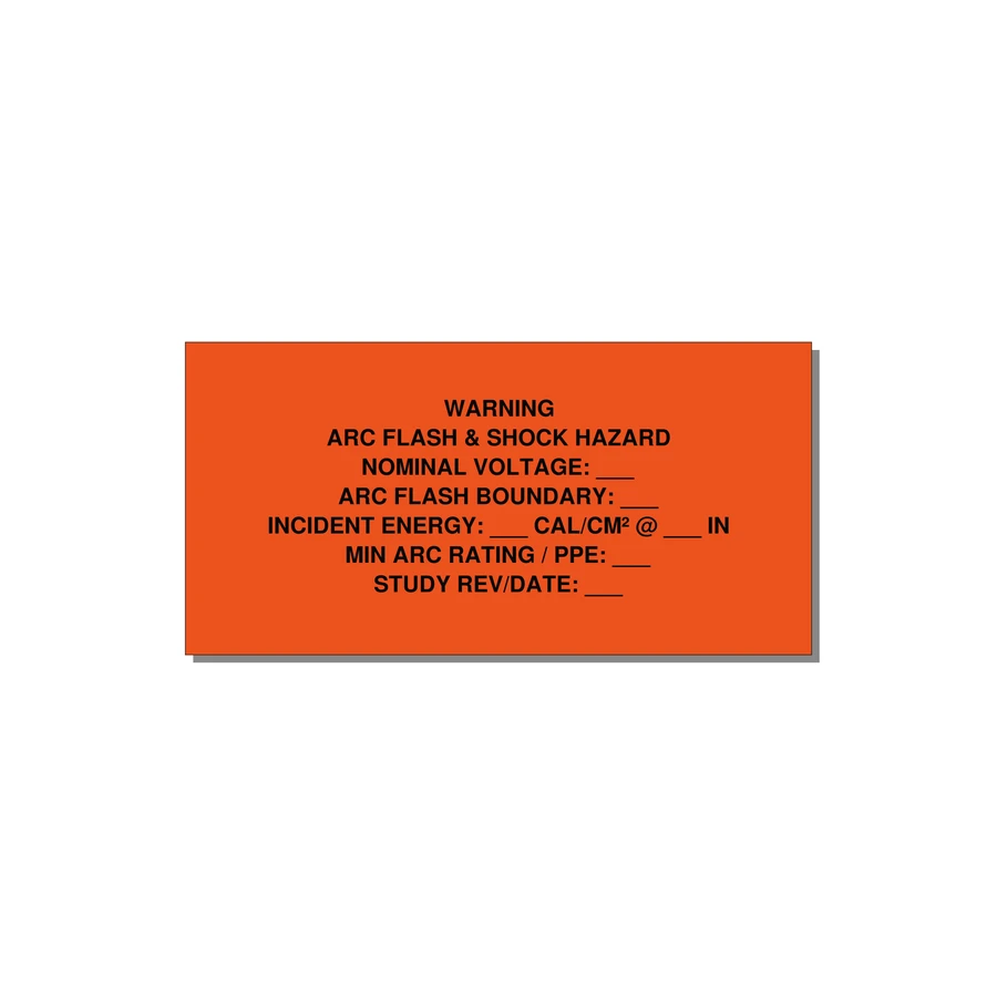 Arc Flash & Shock Hazard Label (Incident Energy Fill-In) — NFPA 70E — 6x3" Black on Orange, Adhesive