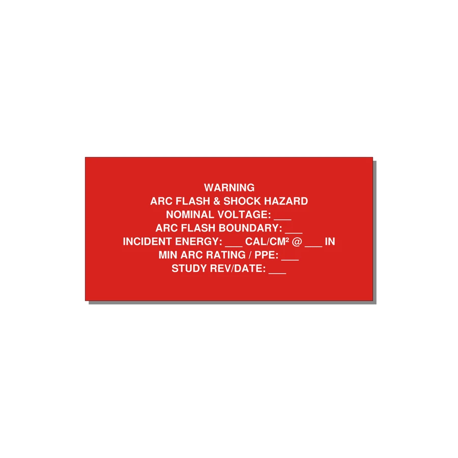 Arc Flash & Shock Hazard Label (Incident Energy Fill-In) — NFPA 70E — 6x3" White on Red, Adhesive