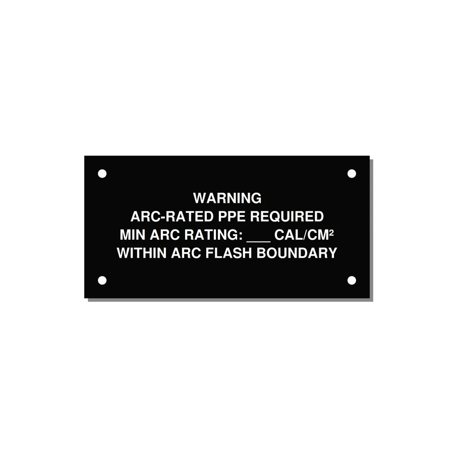 Arc-Rated PPE Requi — 4x2" White on Black, Holes