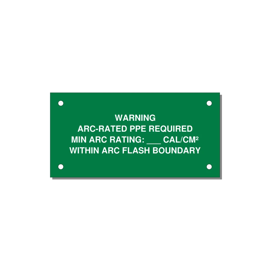 Arc-Rated PPE Requi — 4x2" White on Green, Holes