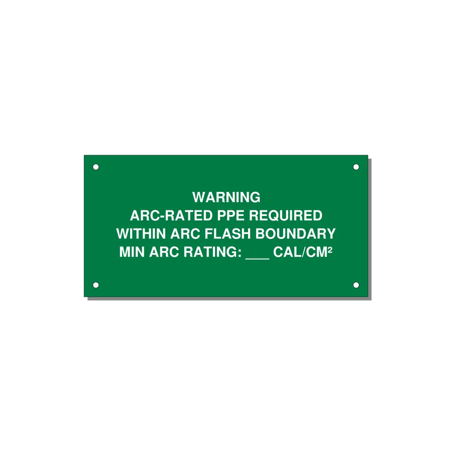 Arc-Rated PPE Requi — 6x3" White on Green, Holes