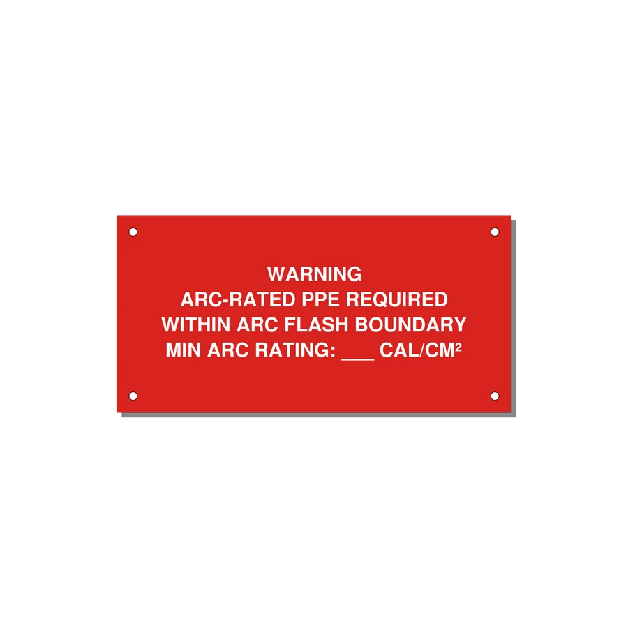 Arc-Rated PPE Requi — 6x3" White on Red, Holes