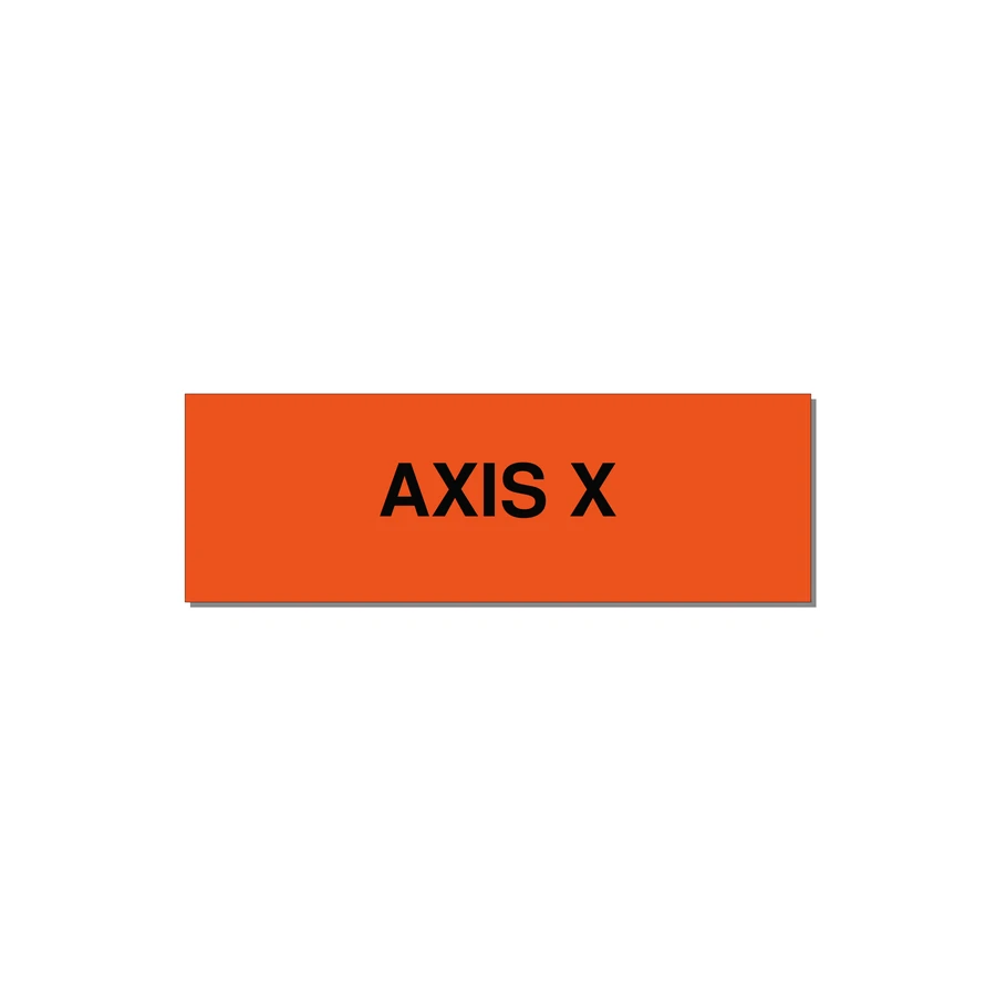 Axis Label – X Axis – OEM Motion System — 3x1" Black on Orange, Adhesive