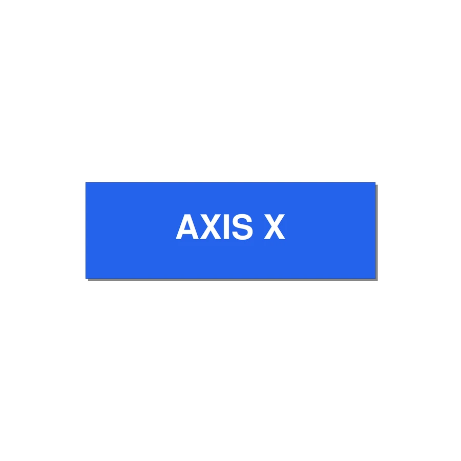 Axis Label – X Axis – OEM Motion System — 3x1" White on Blue, Adhesive